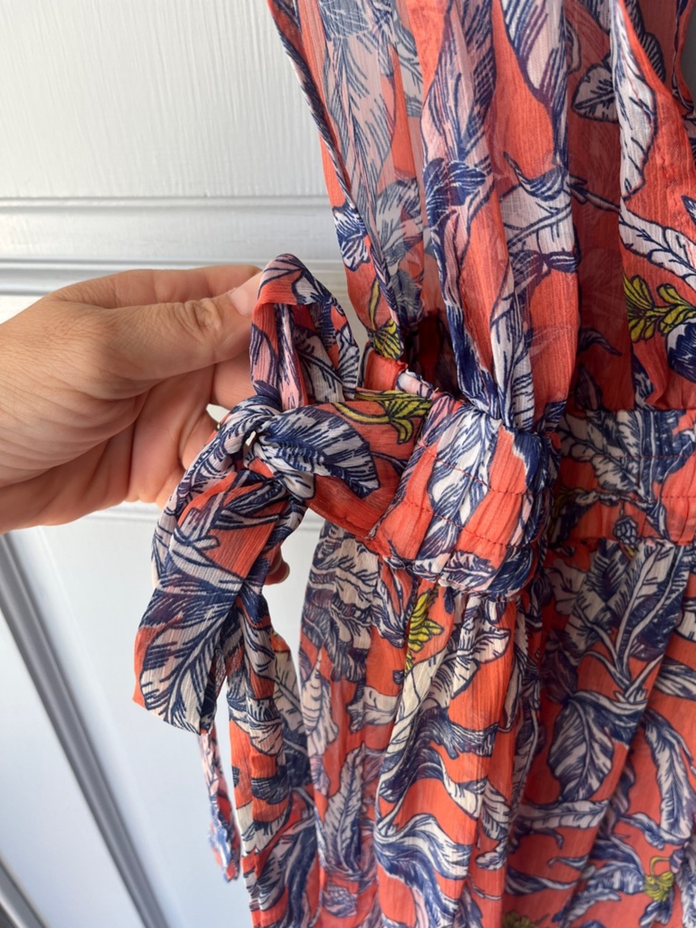 America & Beyond NEW Tropical Leaf Print Maxi Dress Coverup Women’s Sz M - Picture 9 of 12